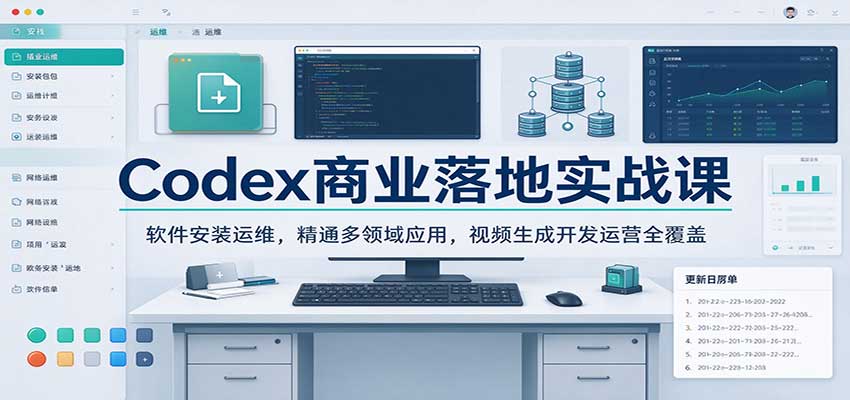 Codex商业落地实战课：软件安装运维，精通多领域应用，视频生成开发运营全覆盖