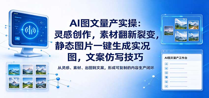 AI图文量产实操:灵感创作,素材翻新裂变,静态图片一键生成实况图,文案仿写技巧