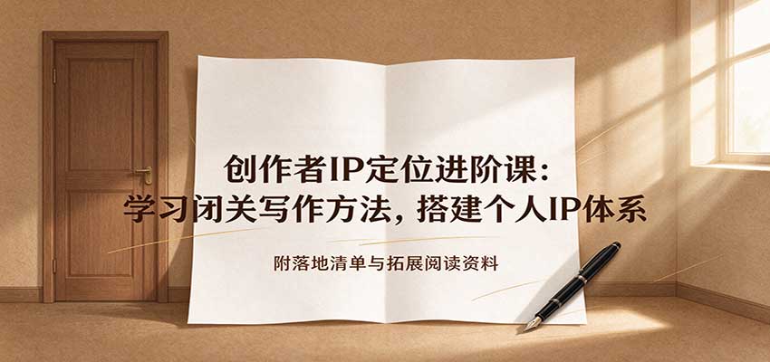 创作者IP定位进阶课:学习闭关写作方法,搭建个人IP体系,附落地清单与拓展阅读资料