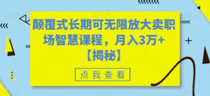 颠覆式长期可无限放大卖职场智慧课程，月入3万+【揭秘】-天边资源网