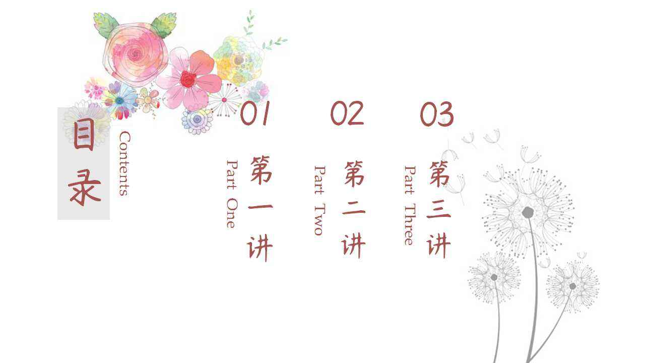 图片[2]-小清新水彩花卉通用ppt模板-天边资源网