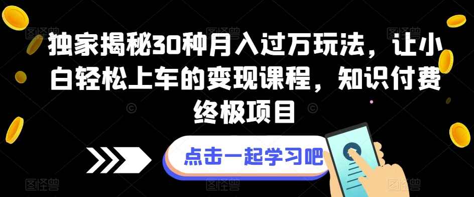 图片[1]-独家揭秘30种月入过万玩法：小白轻松上车的变现课程，知识付费终极项目-天边资源网