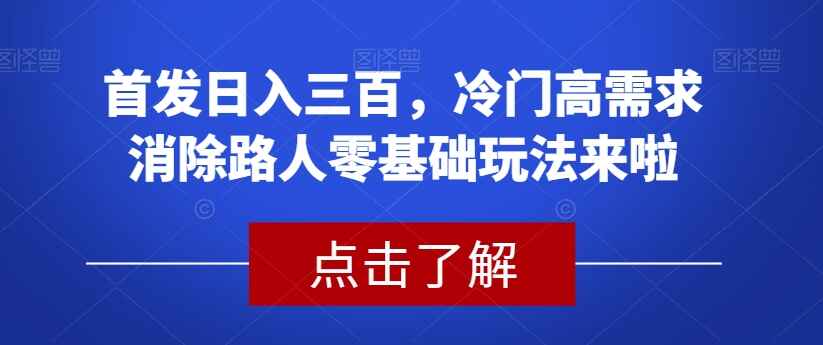 图片[1]-冷门高需求【消除路人】零基础玩法，路人消失术，日入两三百【揭秘】-天边资源网