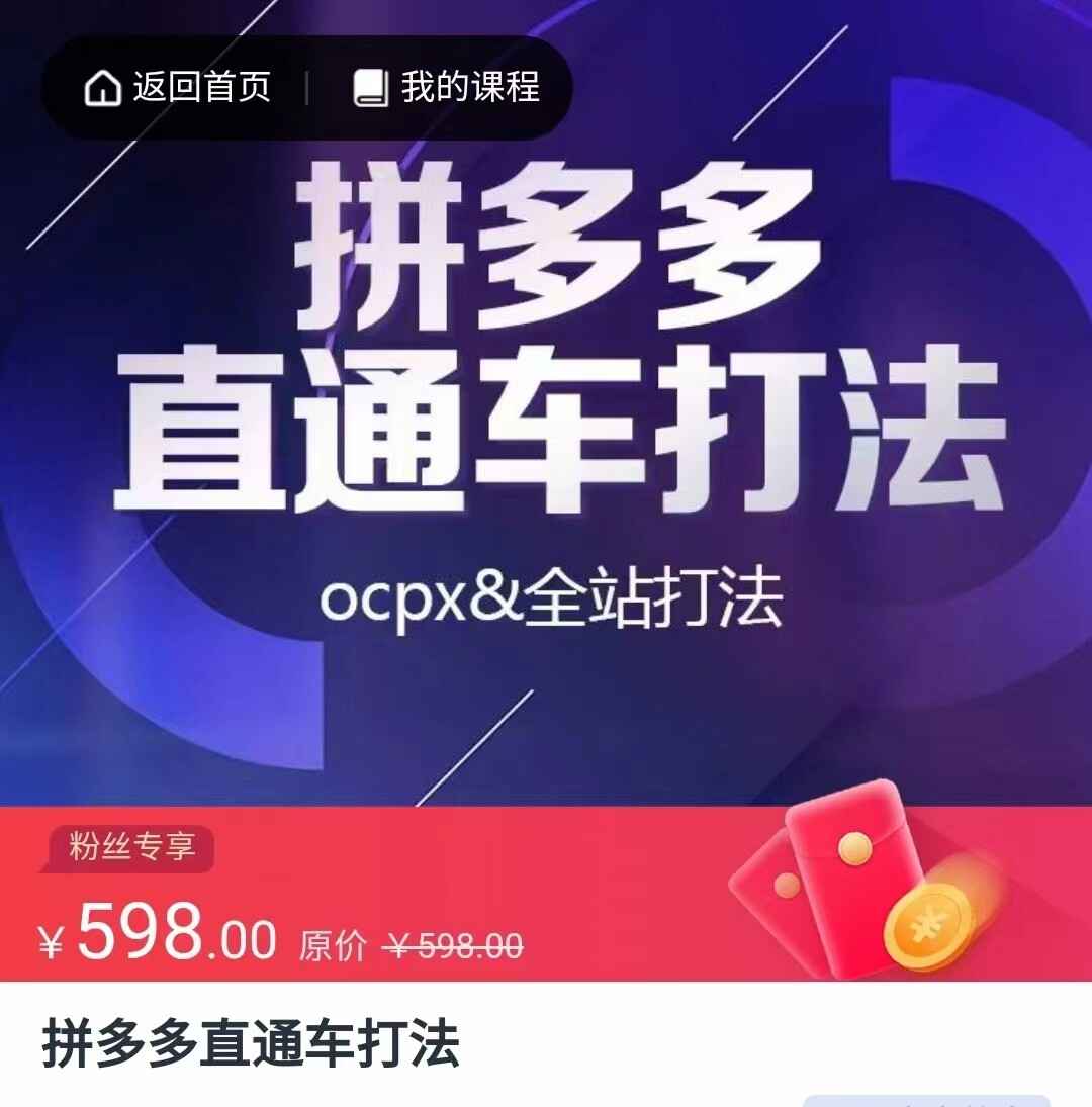 图片[1]-拼多多直通车教程，核心策略，ocpx&全站打法-天边资源网