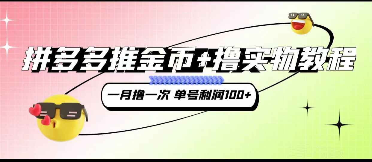图片[1]-拼多多推金币+撸实物教程3.0版本，一月一次，单号利润100+-天边资源网