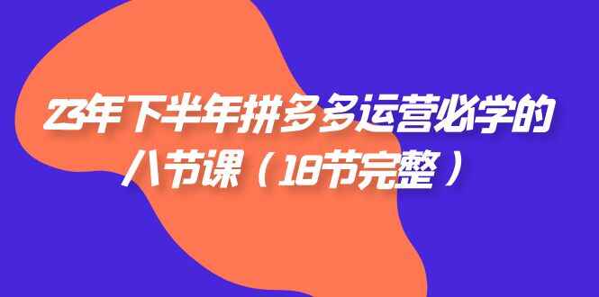 图片[1]-2023年下半年【拼多多】运营必学的八节课（18节完整）-天边资源网