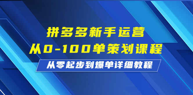 图片[1]-拼多多新手运营从0-100单策划课程，拼多多虚拟爆单实战保姆级教程-天边资源网
