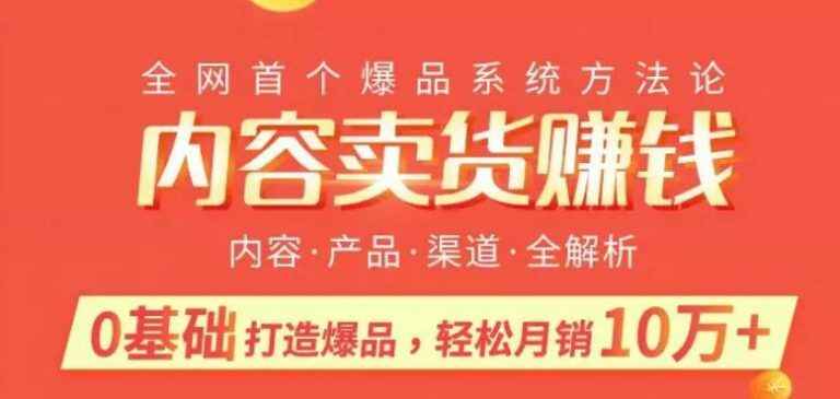 图片[1]-内容卖货赚钱：0基础打造卖爆品，每月轻松躺赚10W+-天边资源网