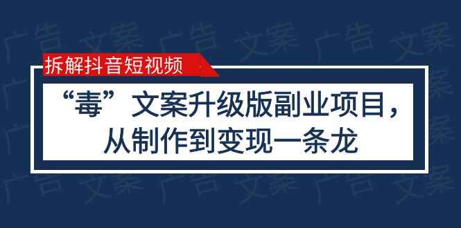 抖音“毒”文案副业项目完全攻略(教程+素材+变现)-天边资源网