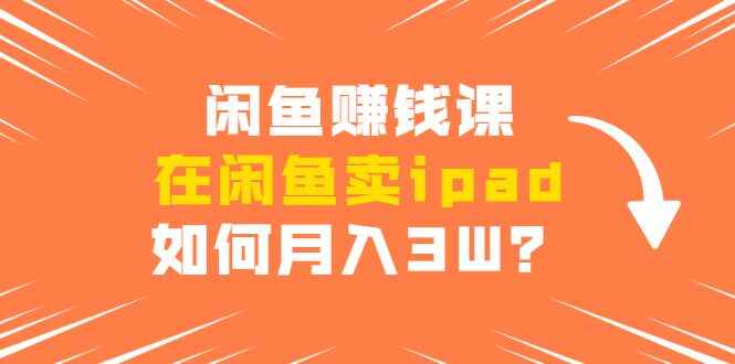图片[1]-闲鱼赚钱课：在闲鱼卖IPAD，如何月入3W？详细操作教程-天边资源网