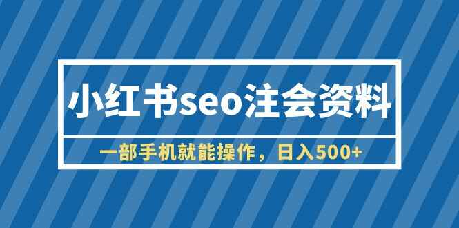 图片[1]-小红书seo卖虚拟资料日入500+（教程+资料）一部手机就能操作-天边资源网