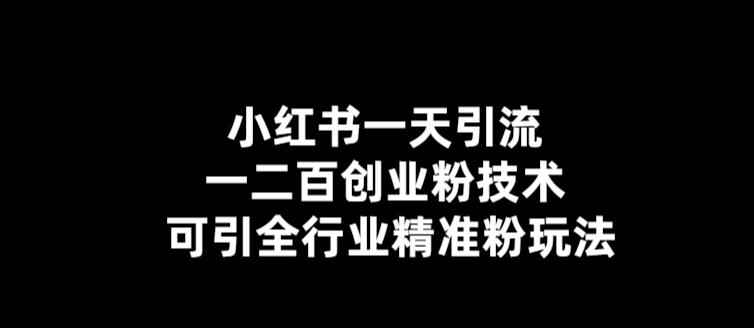 图片[1]-【引流推广必学小红书引流技术】一天引流一二百创业粉技术，可引全行业精准粉玩法-天边资源网