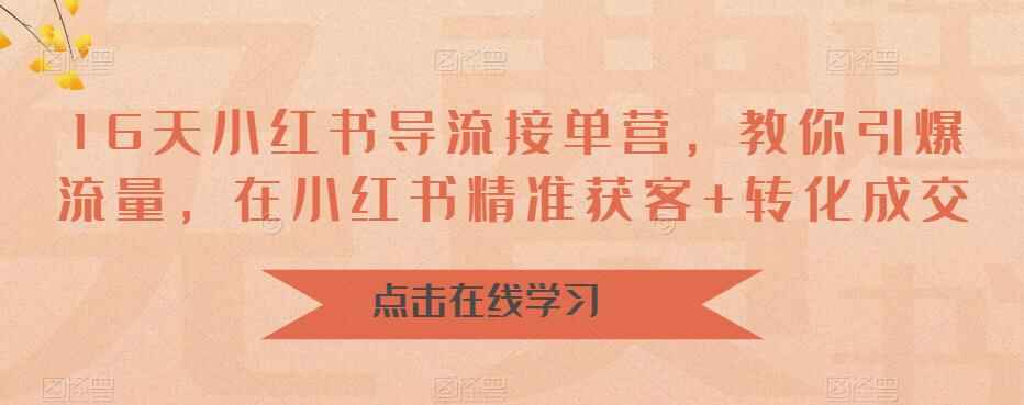图片[1]-小红书导流接单你引爆流量课程，在小红书精准获客+转化成交-天边资源网