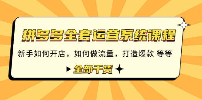 图片[1]-拼多多全套运营技巧课程：从零基础开店到打造爆款，流量运营绝密方法揭秘！-天边资源网