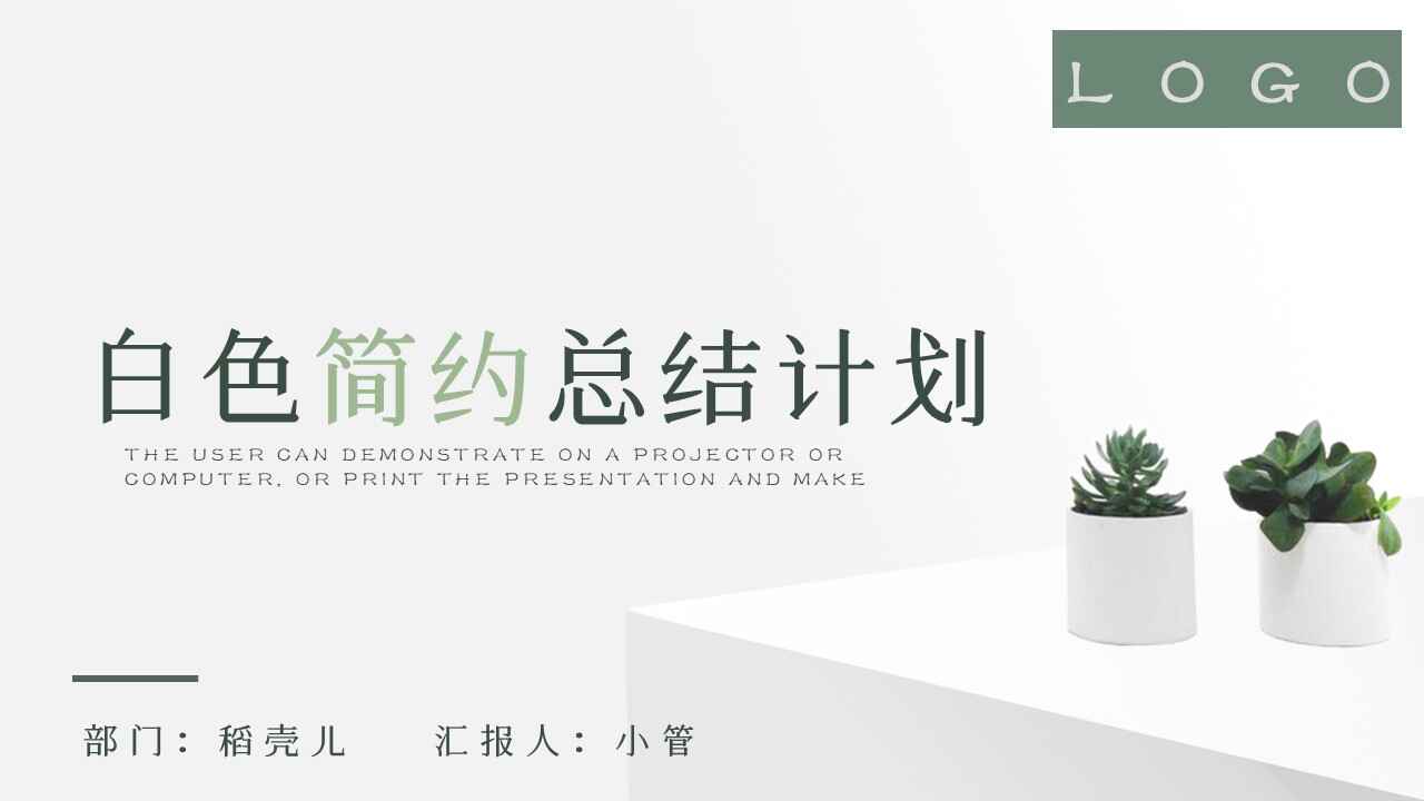 图片[1]-白色简约工作总结计划ppt模板-天边资源网