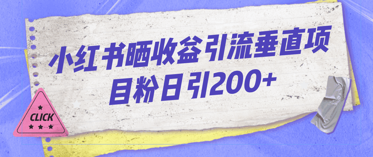 图片[1]-小红书晒收益图垂直引流，日引项目粉200+【揭秘】-天边资源网