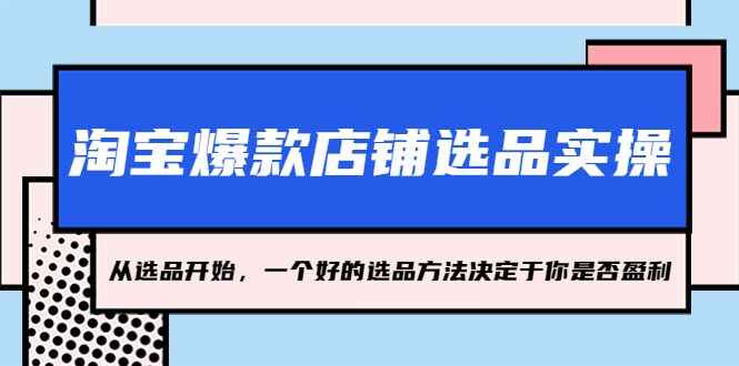 图片[1]-淘宝爆款选品实操教程：好的选品方法决定于你是否盈利-天边资源网