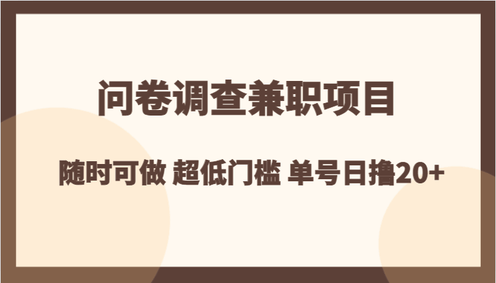 图片[1]-问卷调查兼职项目，超低门槛随时可做，单号日撸20+【揭秘】-天边资源网