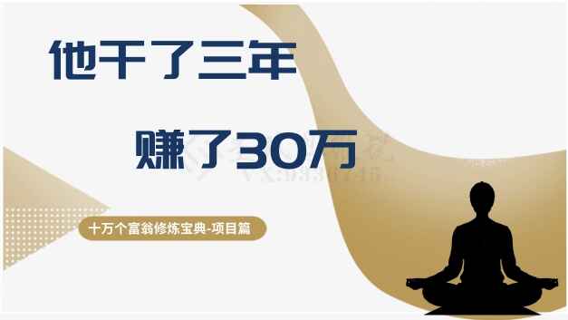 图片[1]-十万个富翁修炼宝典之2：干了3年，赚了30万【揭秘】-天边资源网