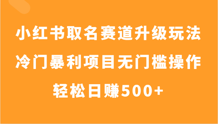 图片[1]-小红书取名赛道升级玩法，冷门暴利项目无门槛操作，日入500+（附资料）-天边资源网