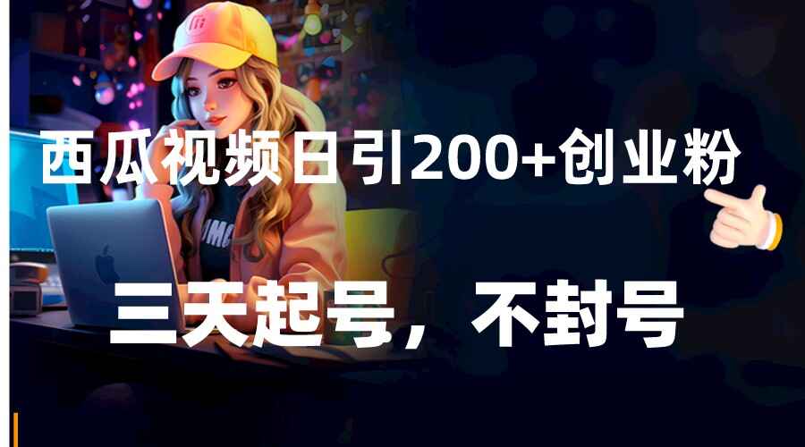 图片[1]-西瓜视频日引200+创业粉，三天起号、不封号【揭秘】-天边资源网