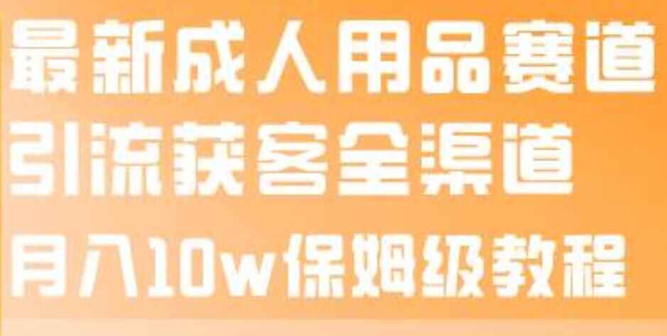 图片[1]-最新成人用品赛道引流获客全渠道，月入10W保姆级教程【揭秘】-天边资源网