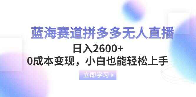 图片[1]-蓝海赛道拼多多无人直播，0成本变现，小白也能轻松上手，日入2600+【揭秘】-天边资源网
