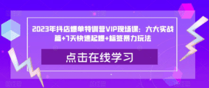 2023年抖店爆单特训营VIP现场课：六大实战篇+7天快速起爆+标签暴力玩法-天边资源网