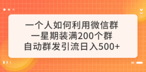 如何利用微信群自动群发引流，一星期加满200个群，日入500+-天边资源网