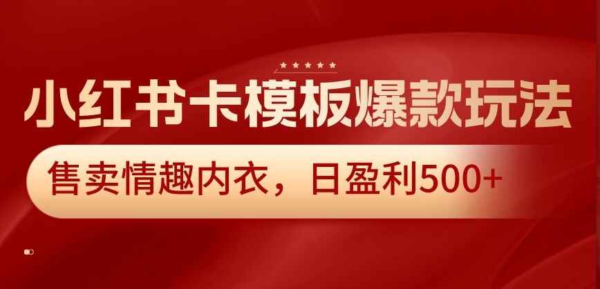 图片[1]-小红书卡模板爆款玩法，售卖情趣内衣，日盈利500+【揭秘】-云轩创业网