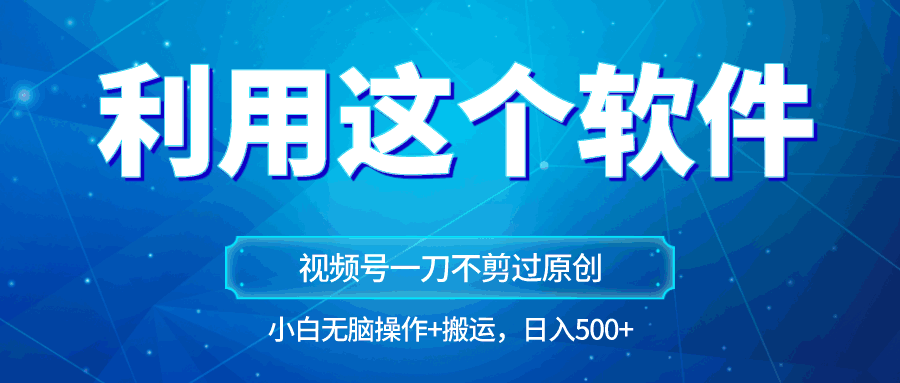 图片[1]-独家视频号原创玩法，用软件一刀不剪也能过原创，无脑操作+直接搬运，小白日入500+（附软件）-天边资源网