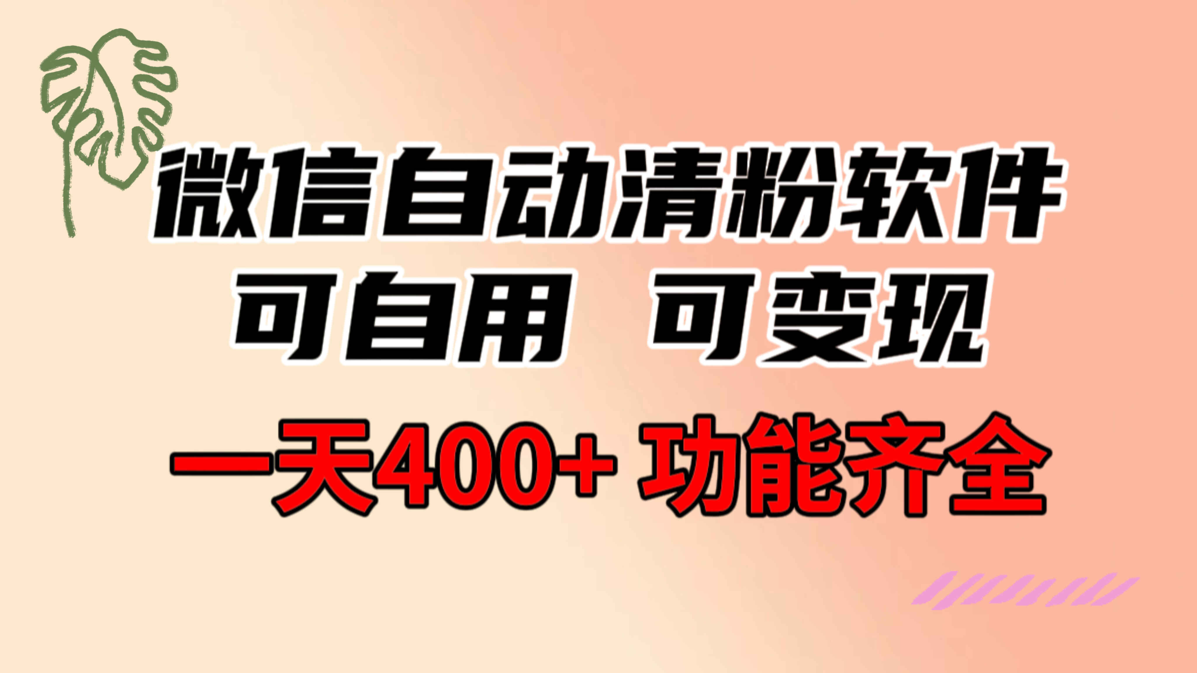 图片[1]-功能齐全的微信自动清粉软件，可自用可变现，日入400+（教程+软件）-天边资源网