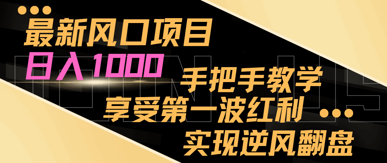 图片[1]-最新风口项目，日入1000+，享受第一波红利，实现逆风翻盘【揭秘】-天边资源网
