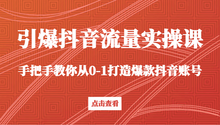 引爆抖音流量实操课