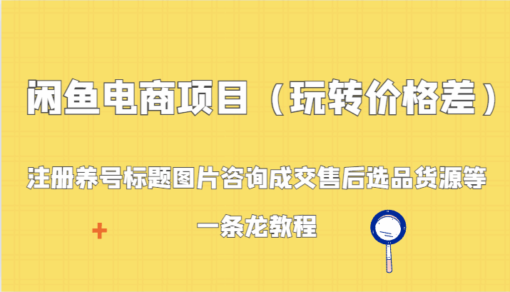 闲鱼电商项目，玩转价格差