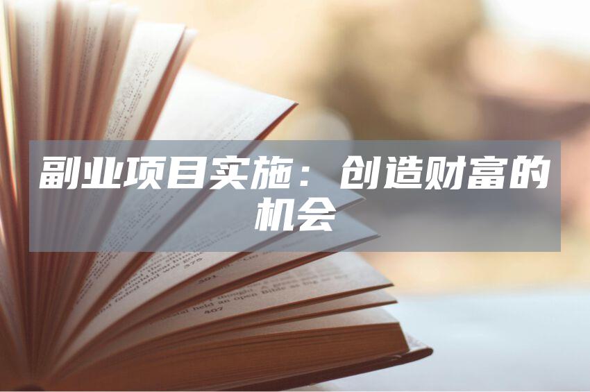 副业项目实施：创造财富的机会