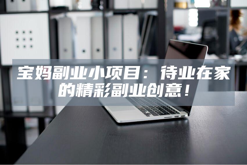 宝妈副业小项目：待业在家的精彩副业创意！