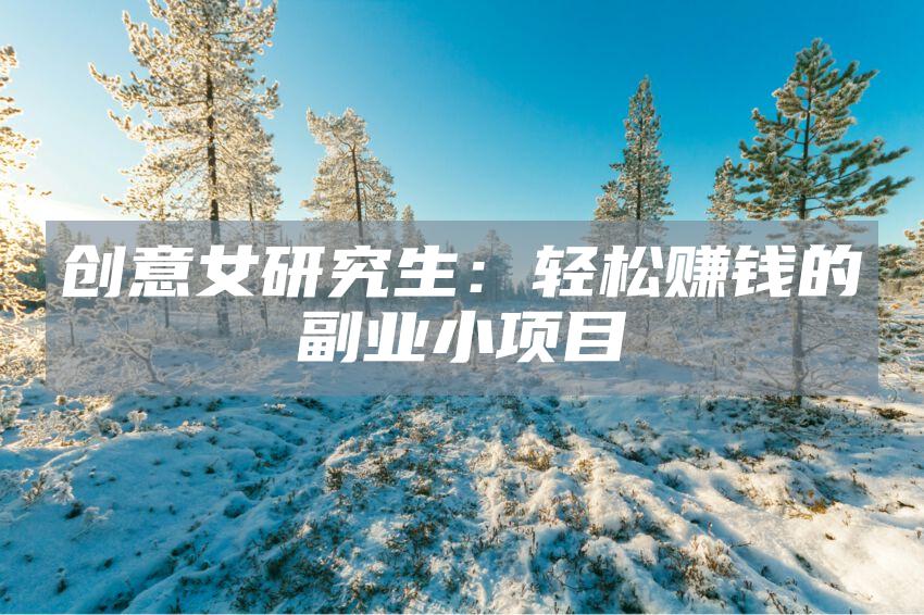 创意女研究生：轻松赚钱的副业小项目