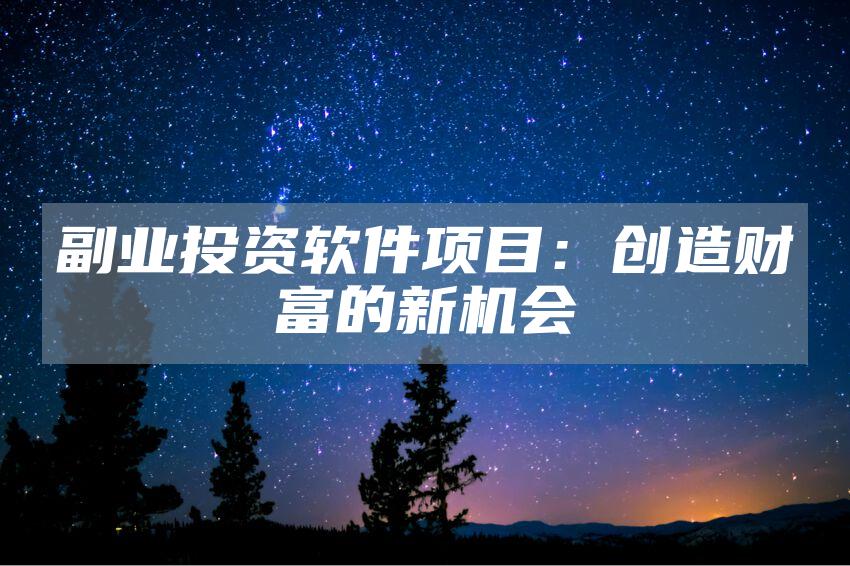 副业投资软件项目：创造财富的新机会