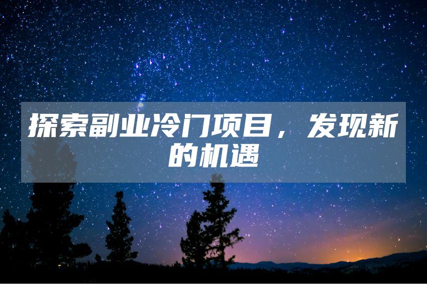 探索副业冷门项目，发现新的机遇