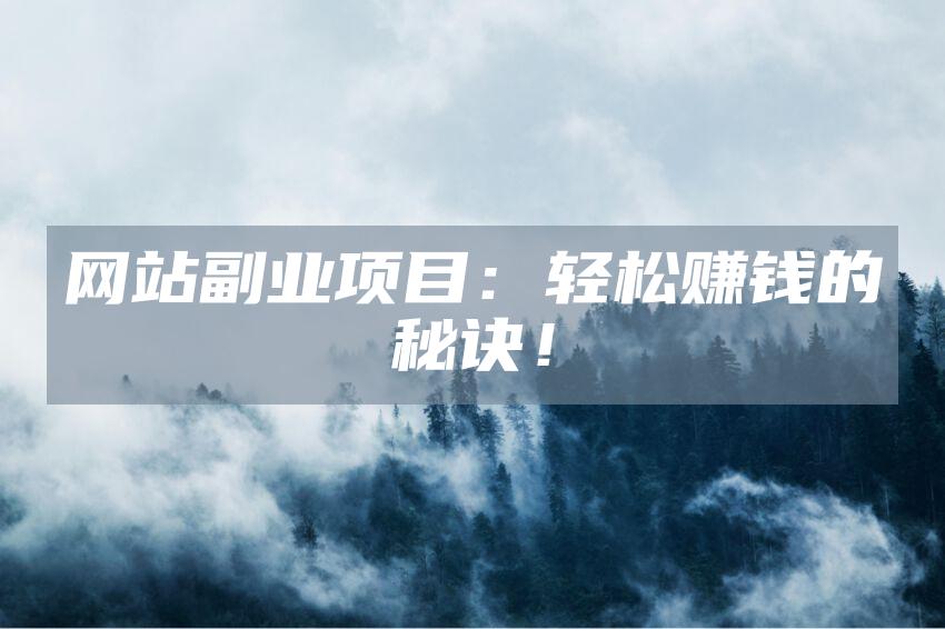 网站副业项目：轻松赚钱的秘诀！