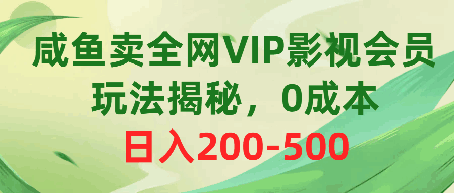 咸鱼卖全网VIP影视会员玩法