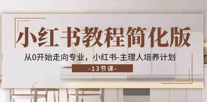 小红书教程简化版 从0开始走向专业，小红书主理人培养计划 (13节)-天边资源网