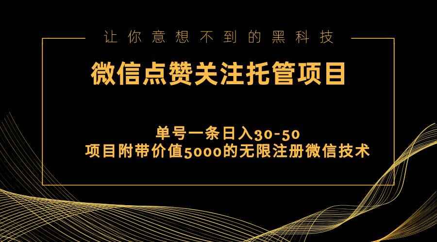 视频号托管点赞关注 单微信30~50元（附价值5000的无限注册微信技术）-天边资源网