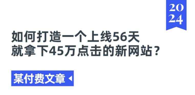 图片[1]-某付费文章《如何打造一个上线56天就拿下45万点击的新网站？》-天边资源网
