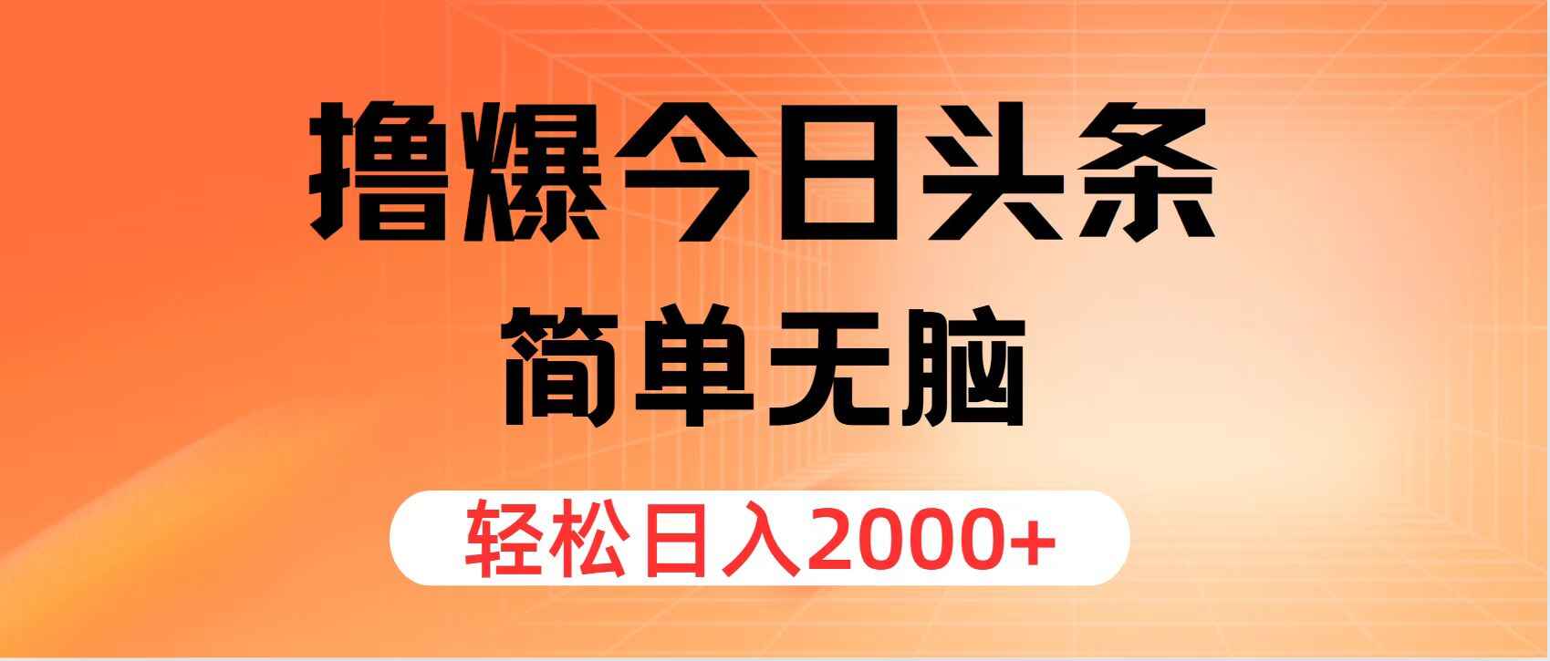 撸爆今日头条 简单无脑，日入2000+【揭秘】-天边资源网