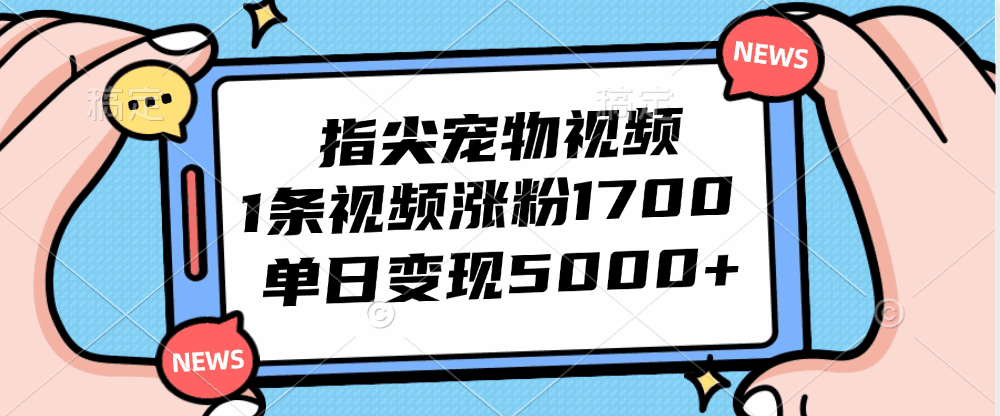 指尖宠物视频 1条视频涨粉1700，单日变现5000+【揭秘】-天边资源网