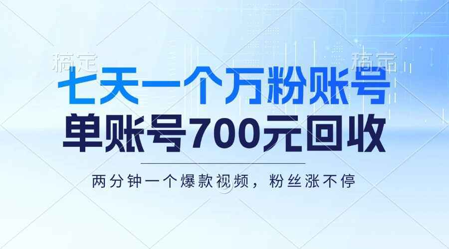 七天一个万粉账号