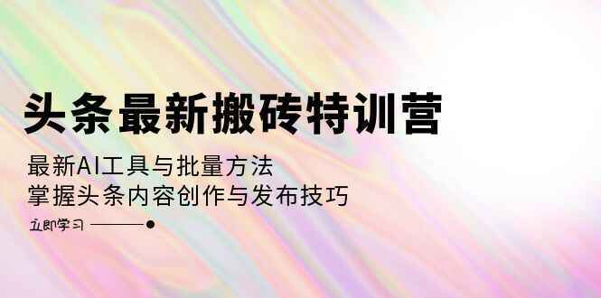 头条最新搬砖特训课程