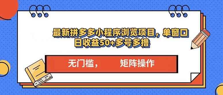 最新拼多多小程序变现项目